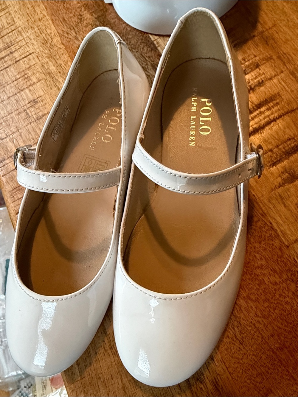 Polo by Ralph Lauren Girls' Cream Patent Mary Jane Shoes